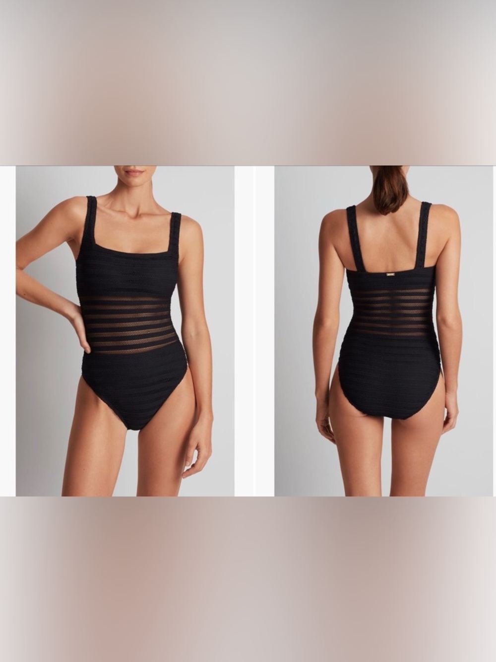 Lauren Ralph Lauren Mesh Cutout One-Piece Swimsuit NWT Black Size 8